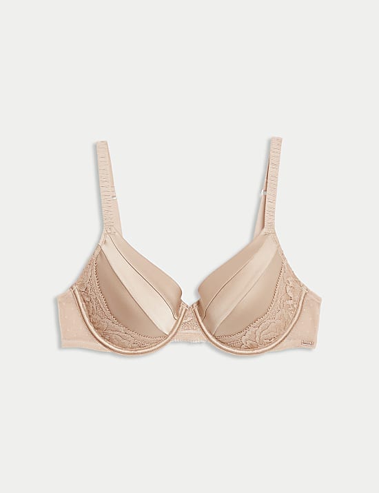 Krajková podprsenka s plnými košíčky a kosticemi, s hedvábím a krajkou, vel. A–E