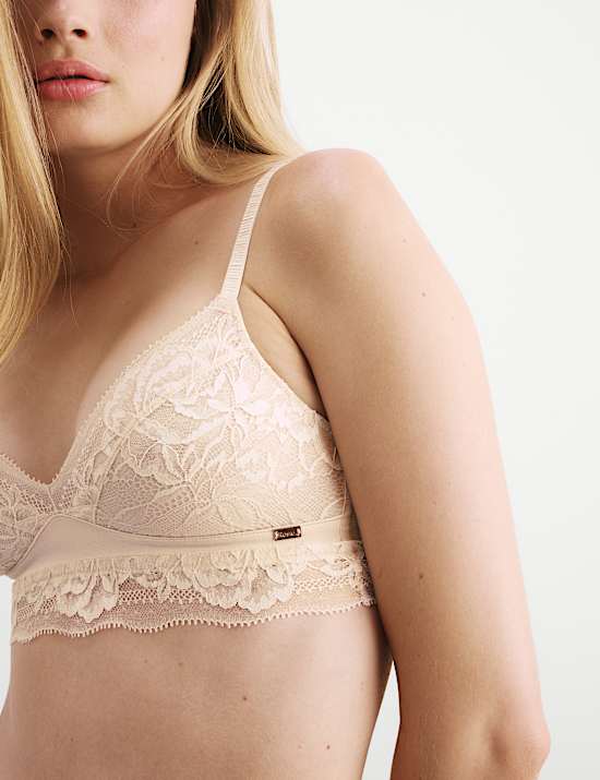 Soutien-gorge bustier sans armature en soie et dentelle bonnets A à E