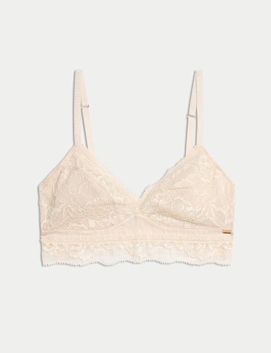 Soutien-gorge bustier sans armature en soie et dentelle bonnets A à E