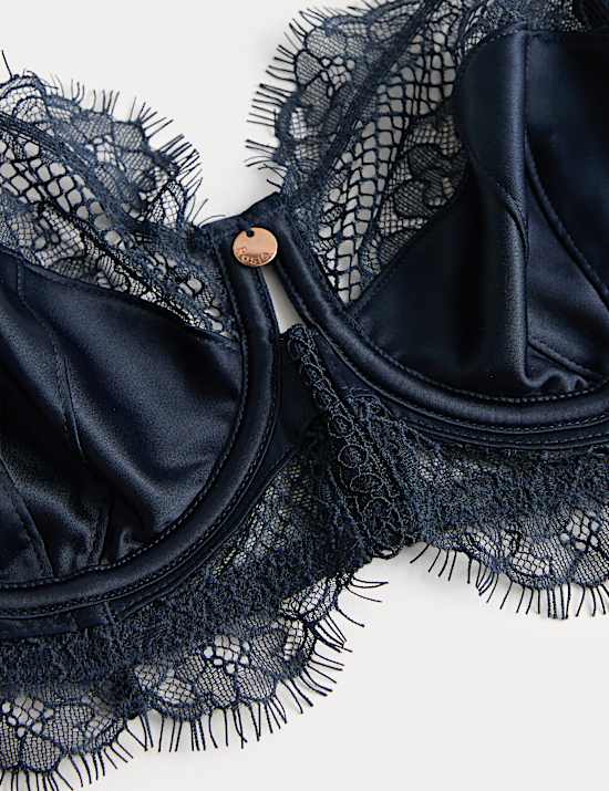 Saffron Satin & Lace Wired Balcony Bra (A-E)