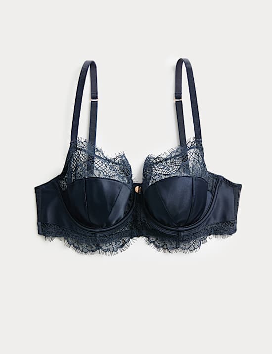 Saffron Satin & Lace Wired Balcony Bra (A-E)