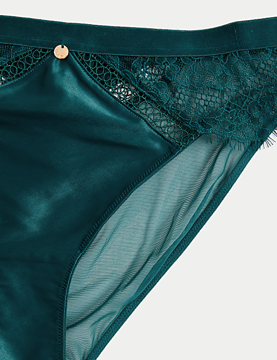 Saffron Satin & Lace High Leg Knickers