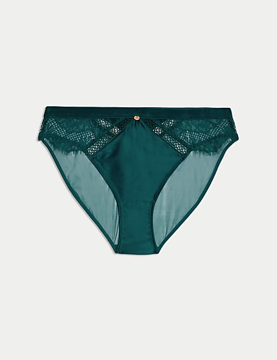 Saffron Satin & Lace High Leg Knickers