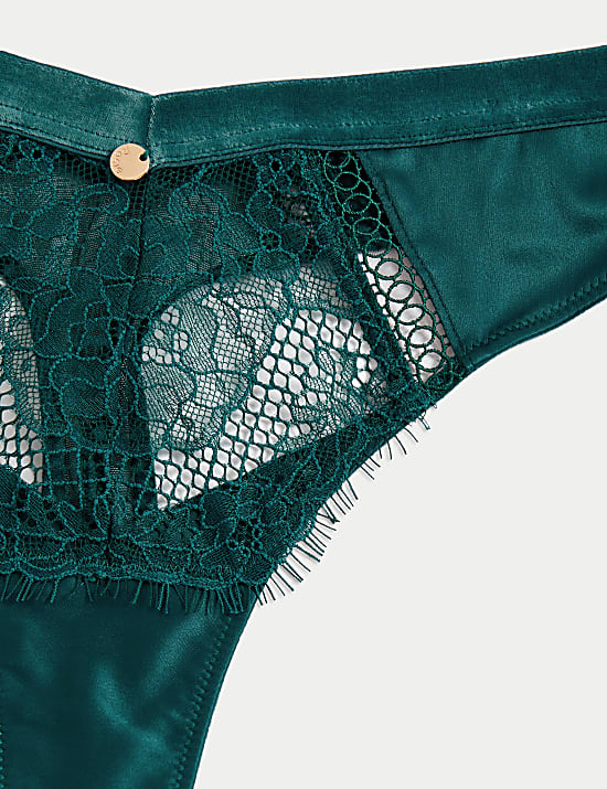 Saffron Satin & Lace Thong