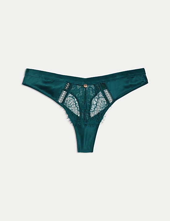 Saffron Satin & Lace Thong