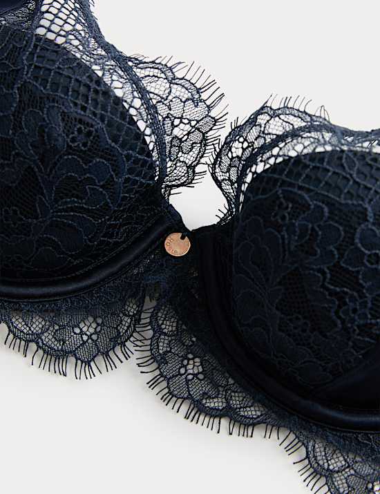 Saffron Satin & Lace Wired Plunge Bra (A-E)