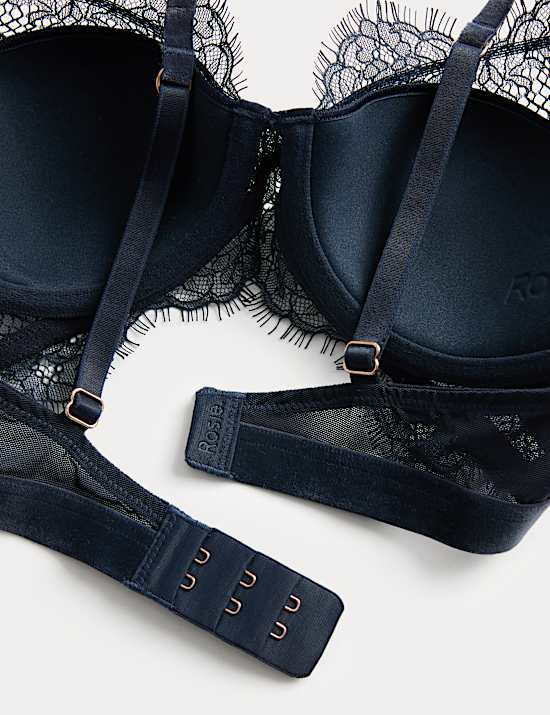 Saffron Satin & Lace Wired Plunge Bra (A-E)