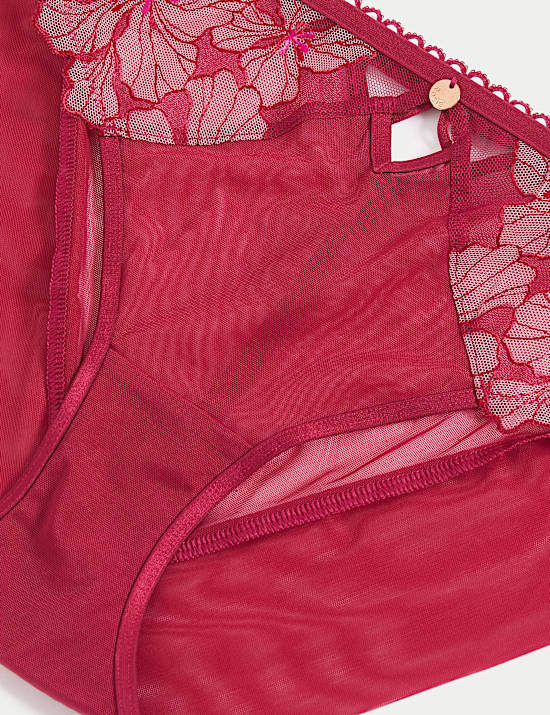 Σλιπ με ψηλό κόψιμο στους γοφούς και κέντημα λουλούδι του πάθους