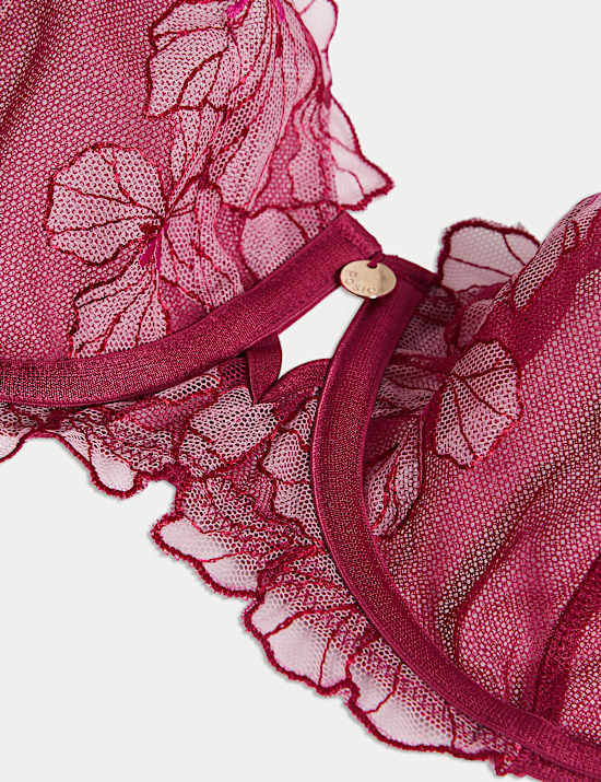 Σουτιέν μπαλκονέ με σχέδιο λουλούδι του πάθους και μπανέλα A-E