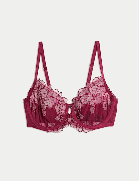 Σουτιέν μπαλκονέ με σχέδιο λουλούδι του πάθους και μπανέλα A-E