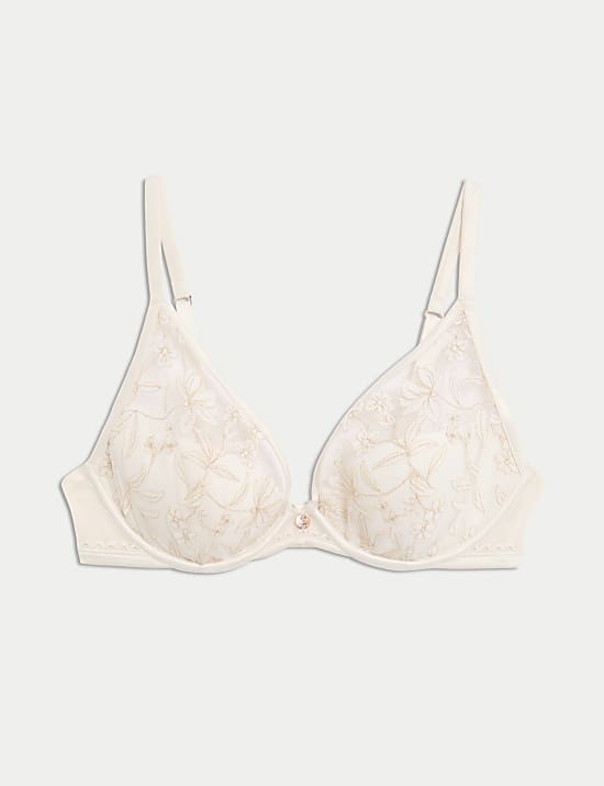 Sujetador escotado con aros y bordado Trousseau (copa A-E)