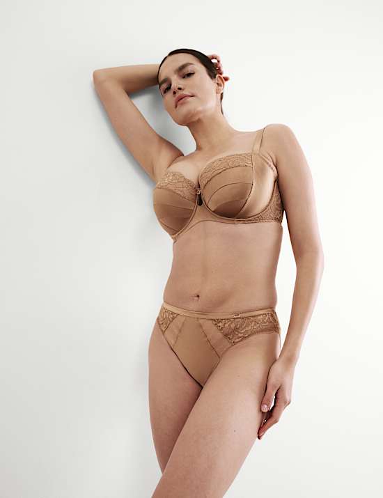 Balconette-Bügel-BH mit Seide und Spitze (F–H)