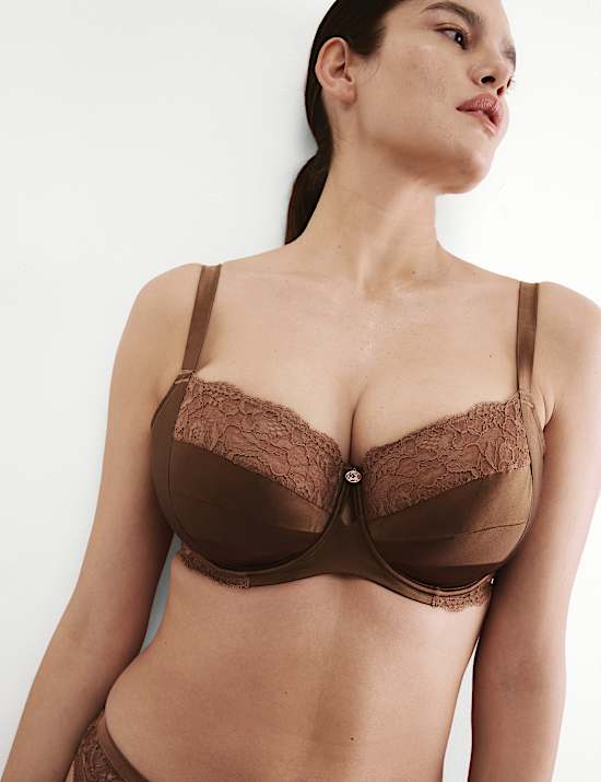 Balconette-Bügel-BH mit Seide und Spitze (F–H)