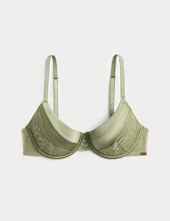 Silk & Lace Wired Scoop Demi Cup Bra (A-E)