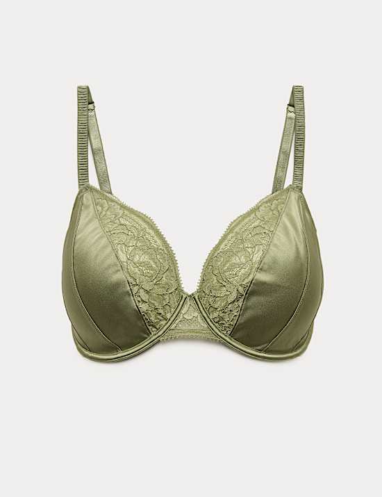 Silk & Lace Wired Plunge Bra (F-H)