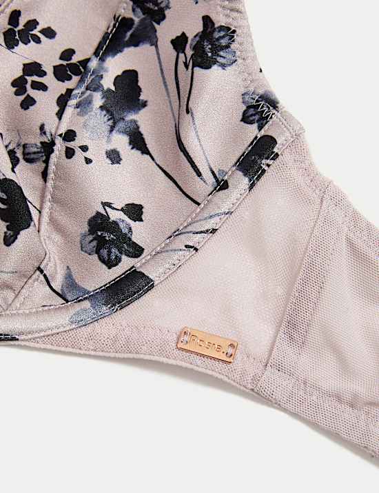 Senna Silk & Lace Floral Wired Plunge Bra A-E