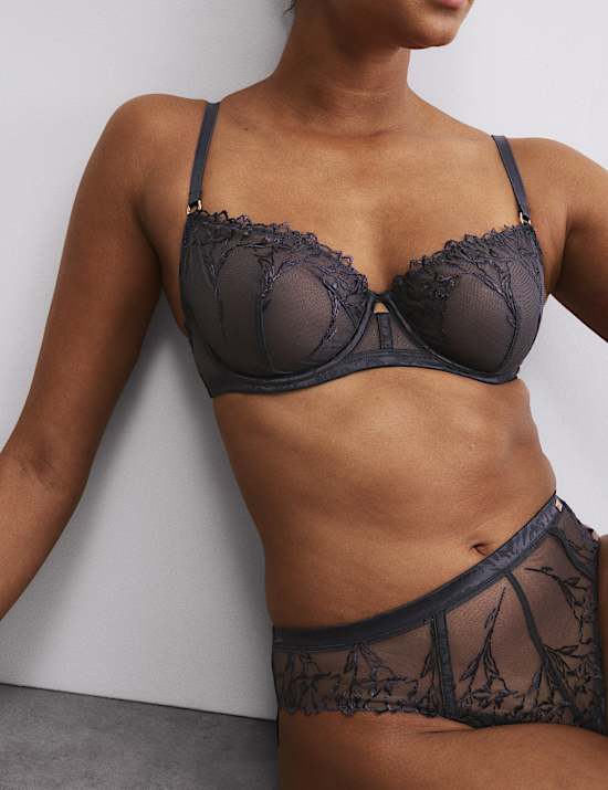 Lisianthus Embroidery Wired Balcony Bra A-E