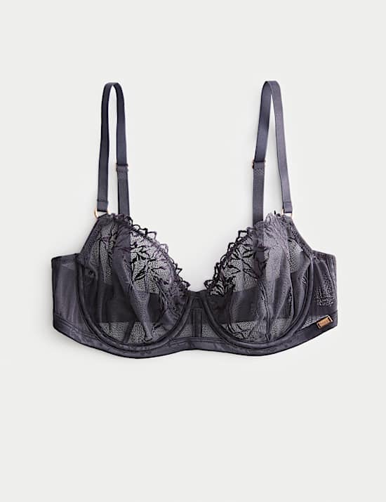 Lisianthus Embroidery Wired Balcony Bra A-E