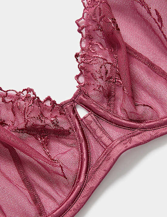 Lisianthus Embroidery Wired Balcony Bra A-E