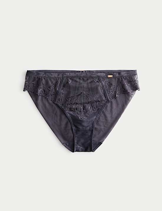 Σλιπ Lisianthus με ψηλό κόψιμο στους γοφούς και κέντημα