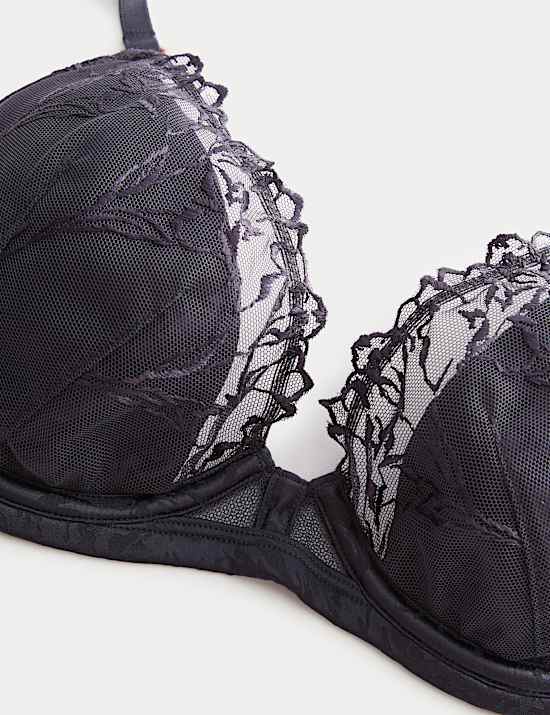 Σουτιέν με βαθύ ντεκολτέ A-E Lisianthus με μπανέλα και κέντημα