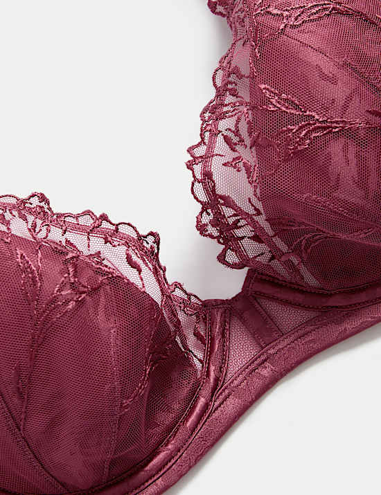 Lisianthus Embroidery Wired Plunge Bra A-E