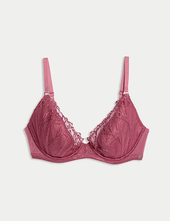 Lisianthus Embroidery Wired Plunge Bra A-E