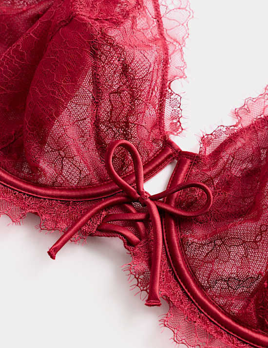 Soutien-gorge plongeant en dentelle Forget Me Not à armatures, bonnets F à H