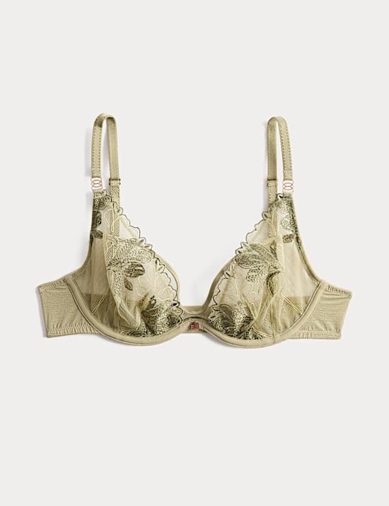 Ianthe Embroidery Wired Plunge Bra (A-E)
