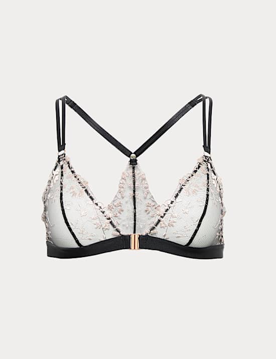 Flora Embroidered Front Fastening Bralette (A-E)