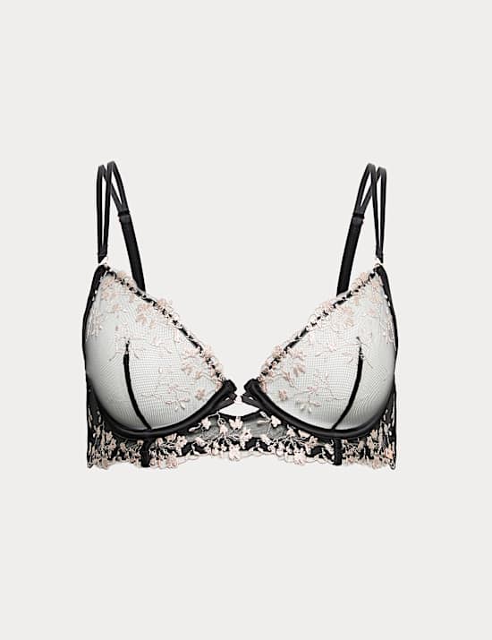 Flora Mesh Embroidered Wired Plunge Bra (A-E)