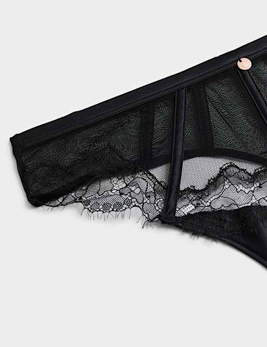 String Liana taille haute en satin et dentelle