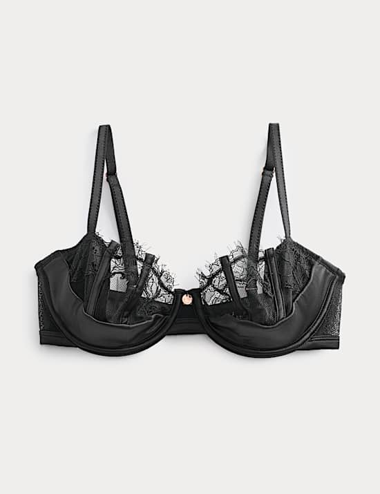 Liana Satin & Lace Wired Quarter Cup Balcony Bra (A-E)