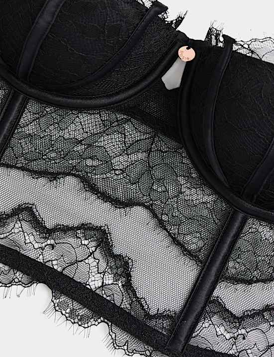 Cors&eacute; estilo balconette con aros de sat&eacute;n y encaje Liana (para copa A-DD)