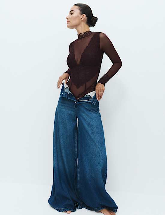 Sabine Mesh & Lace Long Sleeved Body