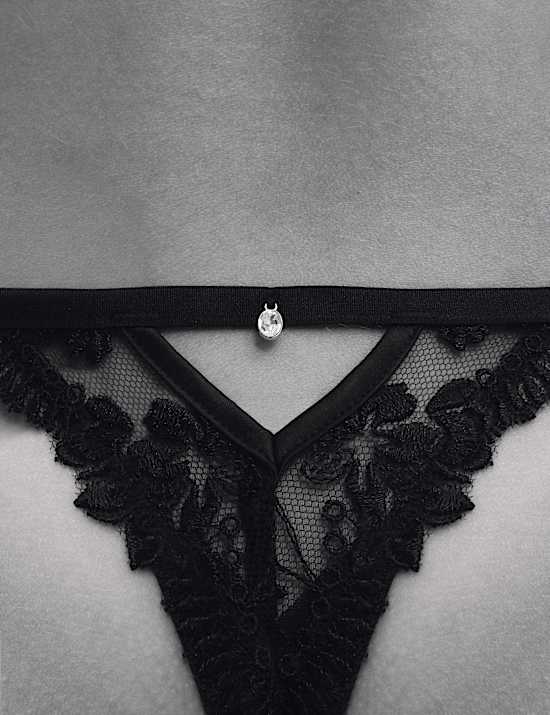 Alessia Floral Embroidery Tanga Thong