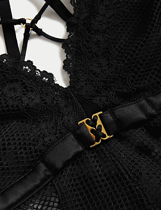 Body en r&eacute;sille et satin Clara