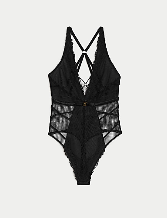 Body en r&eacute;sille et satin Clara