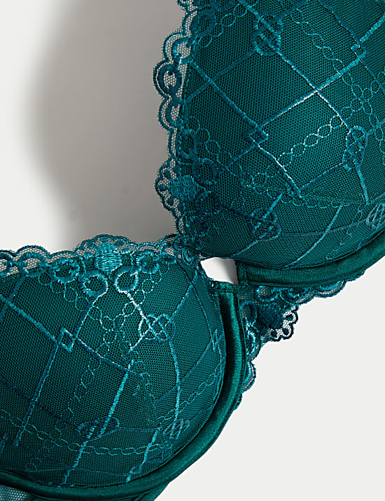 Soutien-gorge push-up Anelli plongeant à armatures et motif brodé (bonnets A à&nbsp;E)
