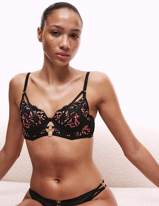 Soutien-gorge à balconnet, coupe longue, armatures et dentelle Vera, bonnets A à E