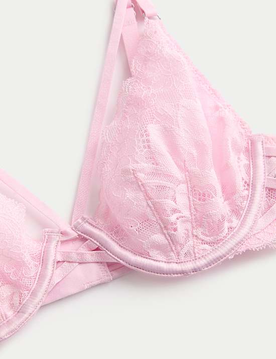 חזיית Lindy עם מחשוף עמוק, תחרה וברזלים במידות A-E