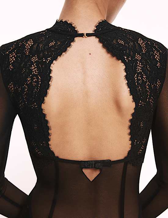 Mesh & Lace Long Sleeve Body