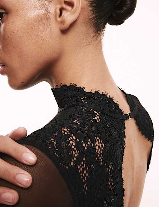 Mesh & Lace Long Sleeve Body