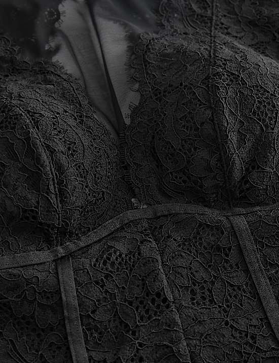 Mesh & Lace Long Sleeve Body