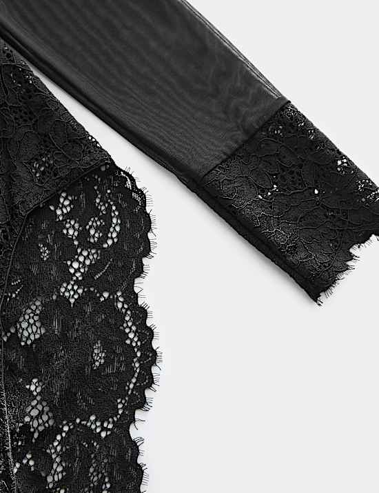 Mesh & Lace Long Sleeve Body