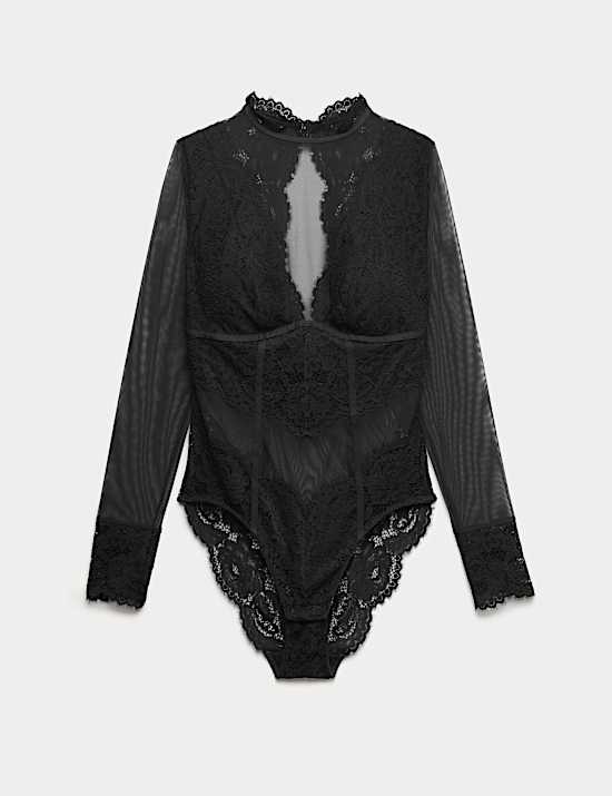 Mesh & Lace Long Sleeve Body