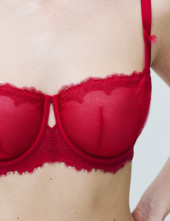 Soutien-gorge &agrave; balconnet Magda &agrave; armatures et broderie, bonnets F &agrave; H