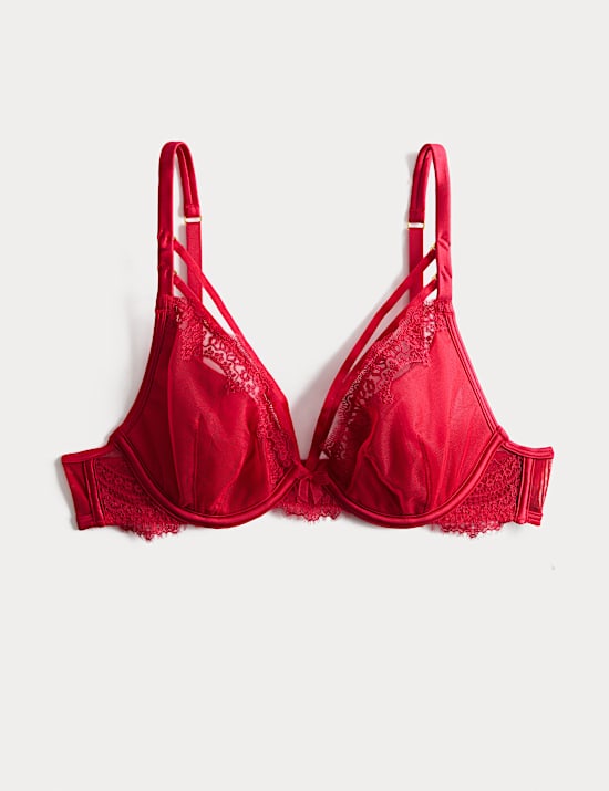 Plunge-bh met beugel en borduursel, model Magda (cupmaten A-E)