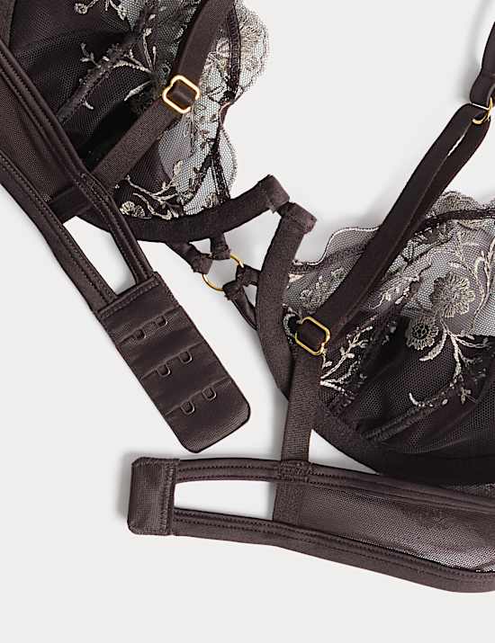 Mia Leopard Embroidery Quarter Cup Bra (A-E)