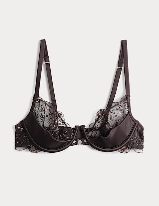 Mia Leopard Embroidery Quarter Cup Bra (A-E)